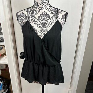 Tildon Draped Surplice black draped cami blouse.  Size large